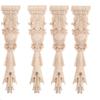 4/2/1PC Wood Embossed Pillar Carved Decal Corner Onlay Post Shape Applique Frame Door Furniture Wall Unpainted Home Decor 30x7cm