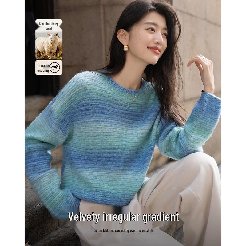 

Demana Women s Wool Blend Gradient Knit Sweater L