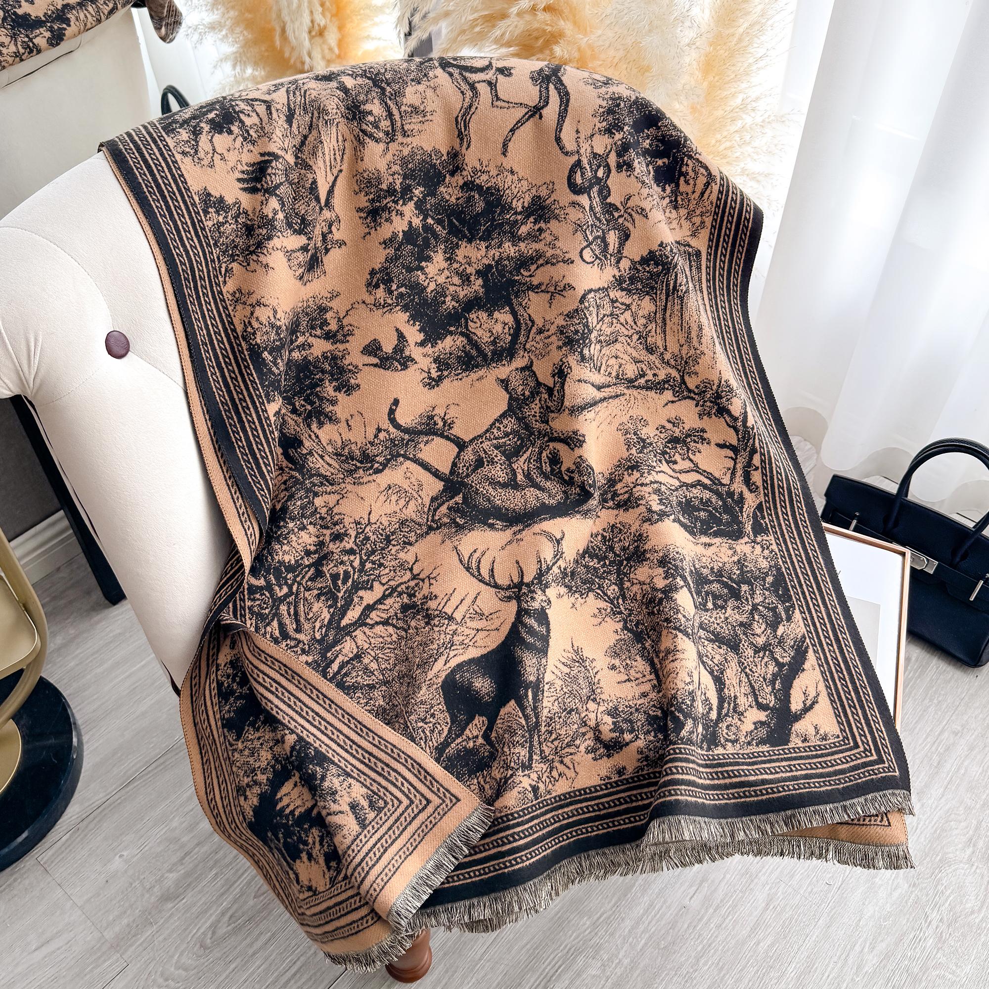 

Women S Thick Imitation Cashmere Pashmina Scarf With Animal Prints Winter Warm Blanket Wrap Shawl Luxury Female Accessory