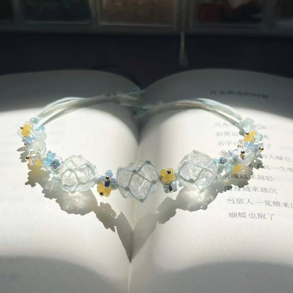 Colored Vital Crystal Hand Chain Hand-knitted Irregular Stone Bangle  Hipster