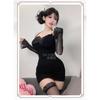 Domila Sexy Spice Girls Pure Sex Underwear Three-dimensional Butterfly One-word Neck Long Sleeve Short Skirt Slim F671