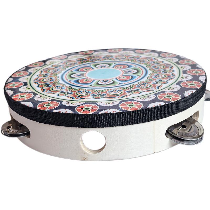 8-Inch Dunhuang Uyghur Dance Tambourine with Jingle Bells