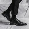 Brogue Business luxury men's gentleman  leather shoes Elegant High Grade Designer style Wedding Party  Plus Size Shoes 38-48