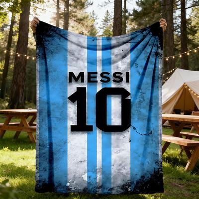 1pc Messi Number Outdoor Blanket Lightweight Flannel, Soft & Warm, All-Season Use for Sofa, Outdoor, Camping, Living Room, Office050
