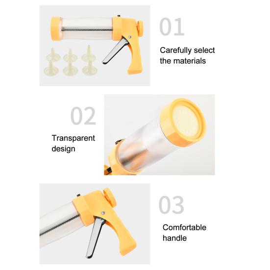 Cookie Press with 16 Discs 6 Decorating Tips Home DIY Cookie Maker Machine Cake Icing Tools Kit Kitchen Baking Supplies