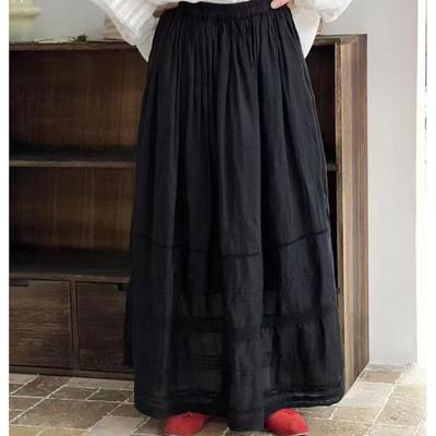 Elasticated Waist Summer Loose Retro Style Women Breathable Skirt Women