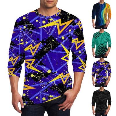 Herren T-Shirt O-Ausschnitt Kleidung Bekleidung Outdoor Langarm Print Mode Designer Vintage