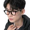 SBKA Ted2-C01 Round Horn-Rimmed Glasses (Blue Light Blocking)