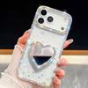 Diamond Frame Glitter Clear Phone Case For Iphone 16 Plus 15 14 13 Pro Max 16e 16promax 15promax 3D Love Heart Mirror Holder