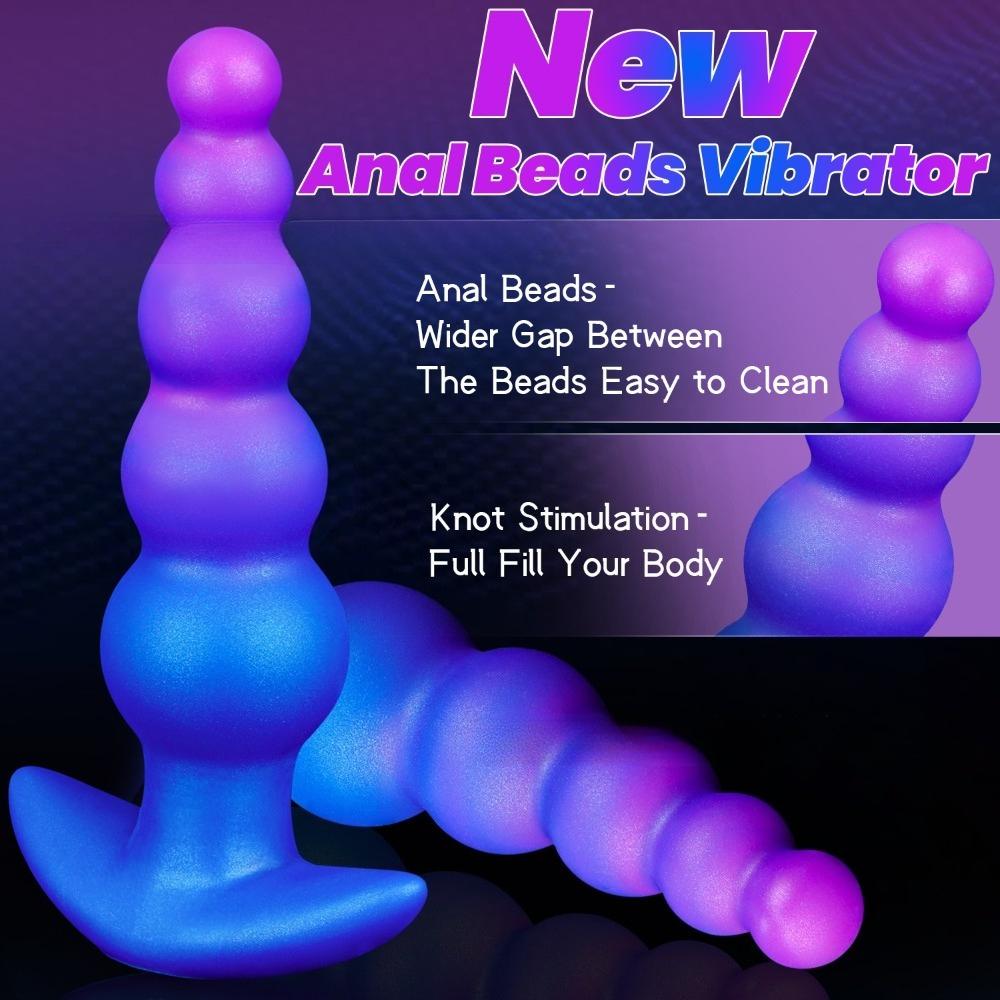 Remote Control Vibrating Anal Plug - Alien Beaded Dildo 10 Speeds, Silicone AV Wand for Men Women, BDSM Solo Play Adult Toy