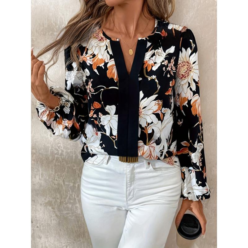 

Женский повседневный элегантный топ с длинным рукавом XXL чёрный