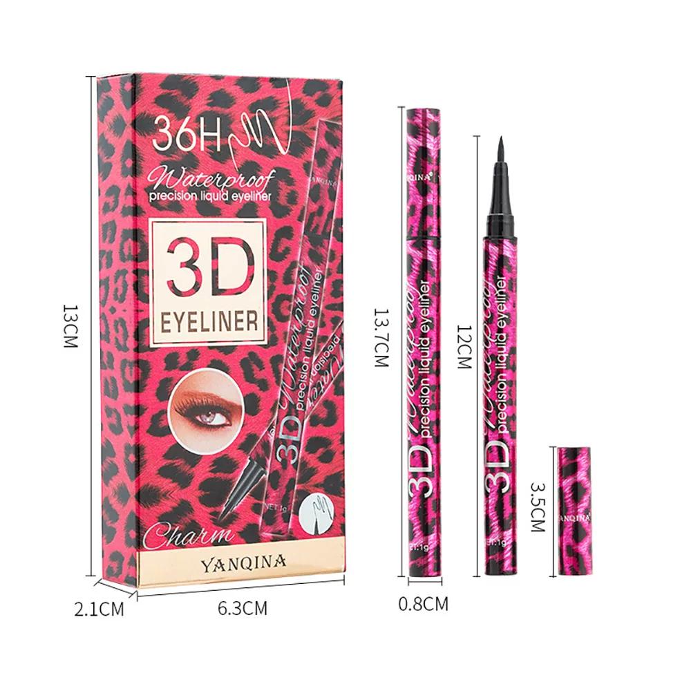 Yanqina Red Leopard Print Eyeliner Cool Black Quick-Drying Waterproof Smudge-Proof Long-Lasting Color Fine Tip