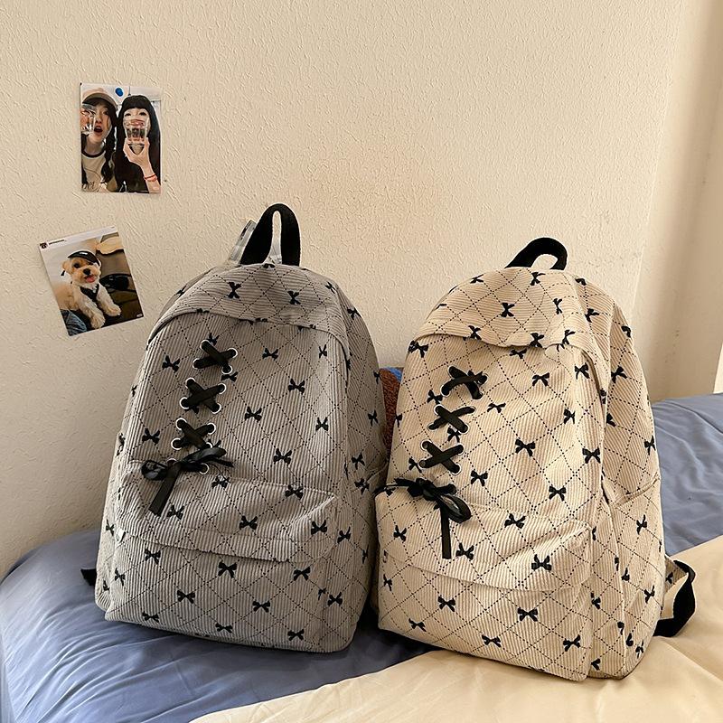Schoolbag New Schoolbag Female High Value Korean Ins College Students Class Backpack Bow Girl Heart Travel Backpack