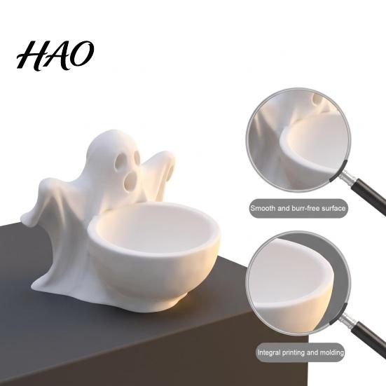 Desktop Storage for Aromatherapy 3D Printed Ghost Ornament, Cute Candy Bowl, Halloween White PLA Statue Jewelry Holder, Creative Desk Organizer
