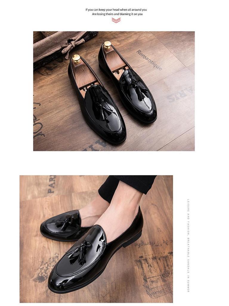 Men's Spring British Style Leather Slip-On Formal Shoes, Size 47