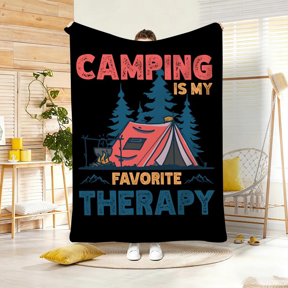 Illustration O-Outdoor Adventure Throw Soft Warm Throw Blanket for Bedroom Living Room Bed Travel Camping Picnic Gift
