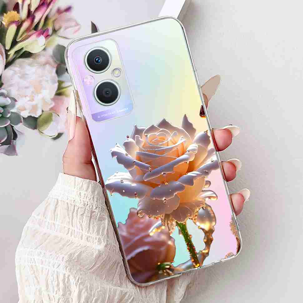 For Oppo A96 5G 6.43" PFUM10 Case PHA120 Luxurious Love Cute Cat TPU Soft Silicone Cover For Oppo Reno7 Z 5G CPH2343 Phone Shell