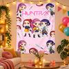Polyester Wall Tapestry with Kpop Demon Hunters Design, Decorative Hanging for Bedroom Living Room Dorm