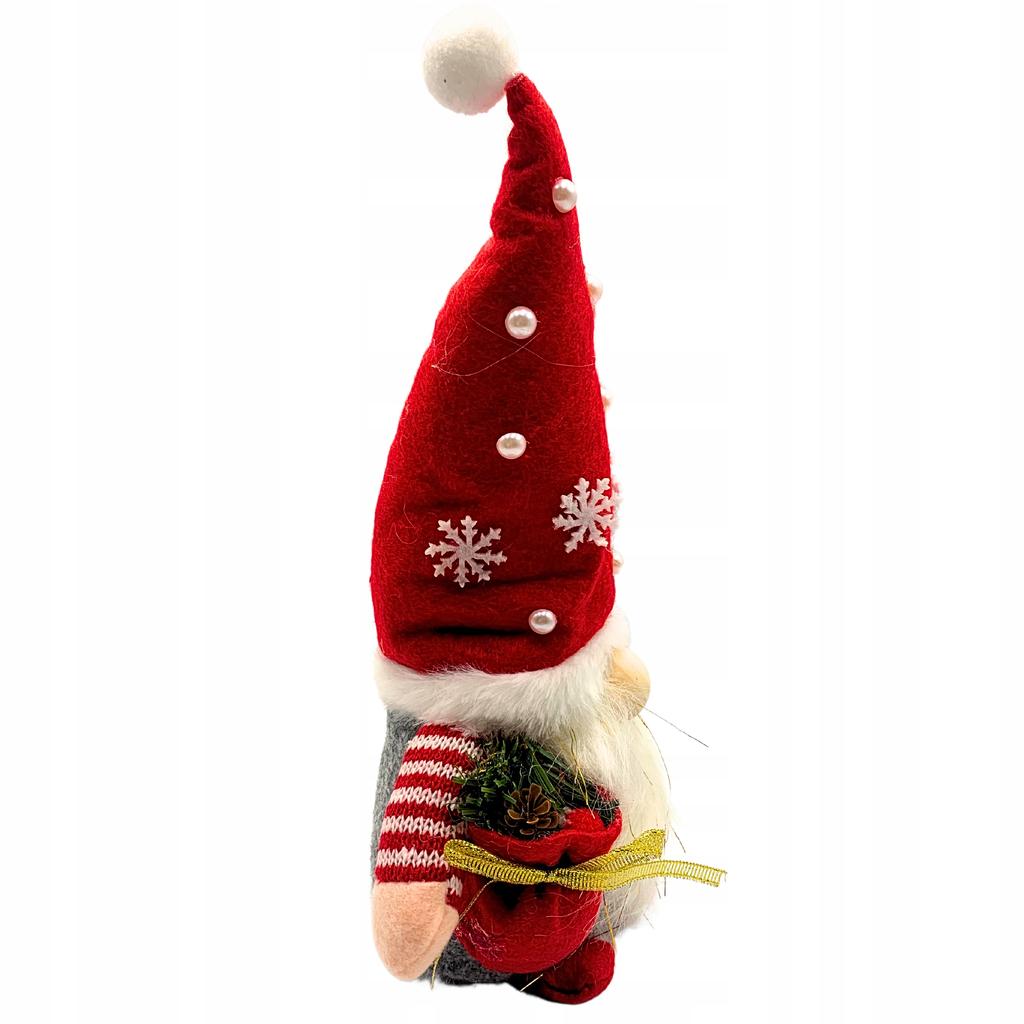 Christmas Gnome Decorative Leprechaun With Beard And Gift Bag 28 Cm