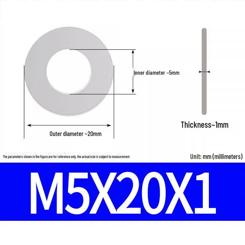 304 Stainless Steel Ultra-Thin Flat Washer, Thickness: 0.1/0.2/0.3/0.4/0.5 Mm, Sizes M1-M8
