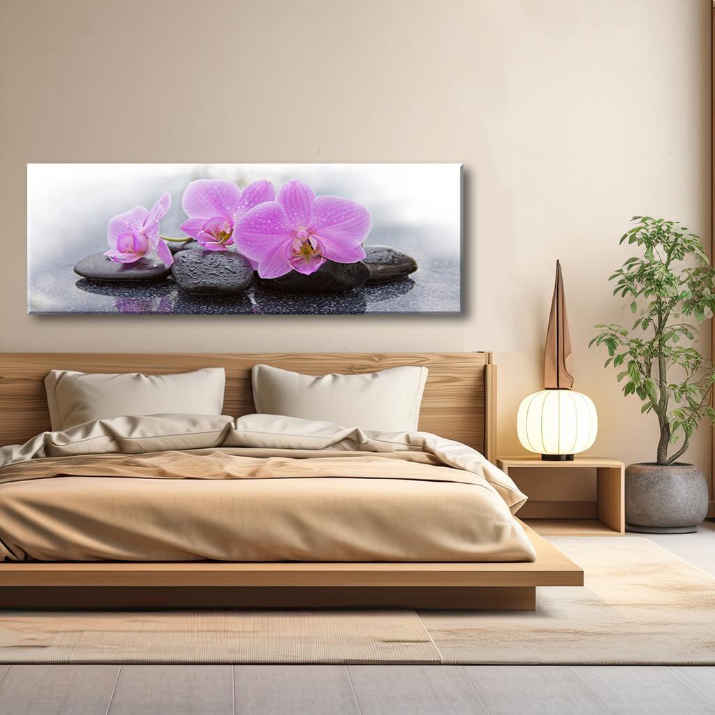 Canvas Print, Pink Orchids and Stones