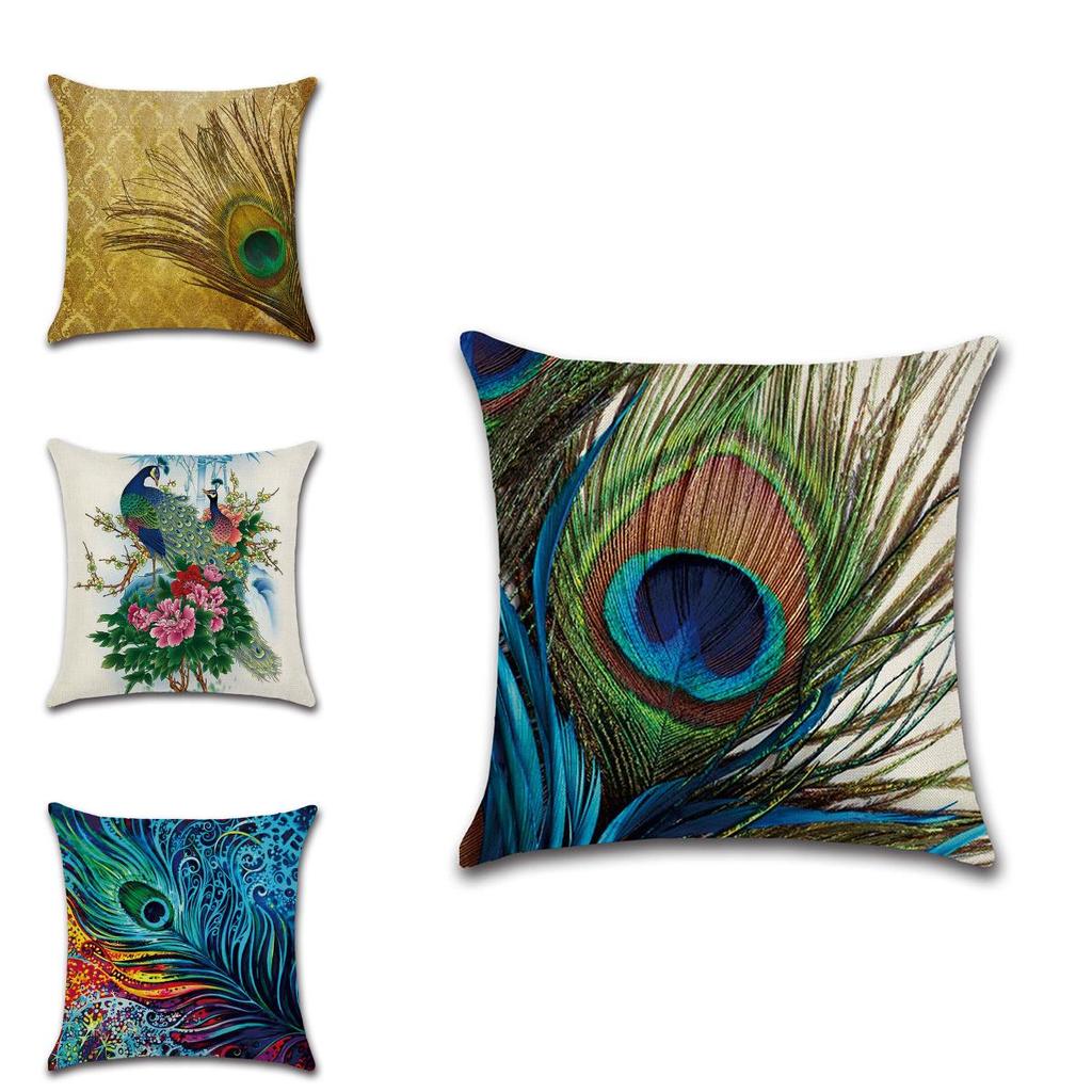 Elegant Peacock Feathers Sofa Bed Car Home Decoration Pillow Case For Stylish Interiors