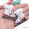 1 Pair Small Size Dollhouse Mini Simulation Skating Shoes Realistic Ice Skate Model for Christmas Doll House Display Craft Projects