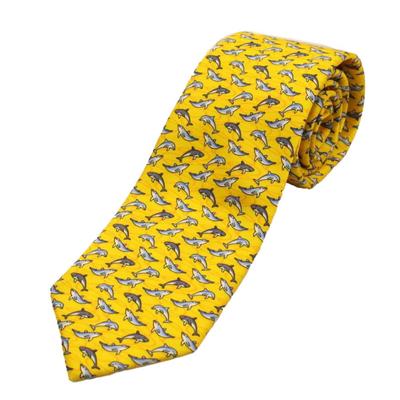 [CUFFSMANIA] Yellow Dolphin Shark Funny Unique Tie