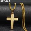 Stainless Steel Christian JESUS CROSS Pendant Necklaces for Men Gold Color Male Chain Necklace Jewelry Corrente Masculina N1174