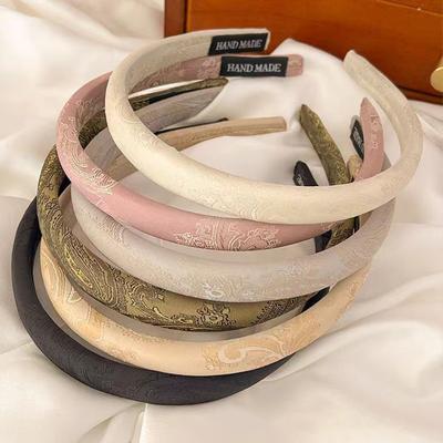 Retro Bestickter Blume Feiner Haarreifen für Frauen Temperament Vielseitiges Stirnband Outdoor Tägliche Haarschmuck