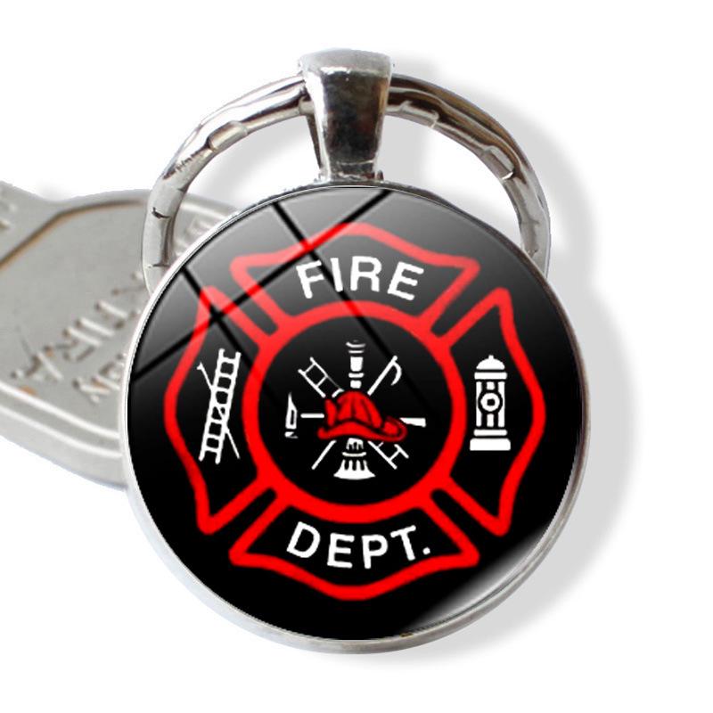 European & American Fashion Firefighter Gem Silver Keychain