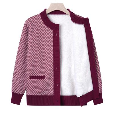 Clothes Plus Velvet Thickened Sweater Jacket for Women Grandma Sweater Cardigan 60 Years Old 70 Mother Autumn and Winter Clothes