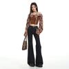 Romon Spring and Autumn Women's Jeans Danny Deep Blue Micro Pull up Pants