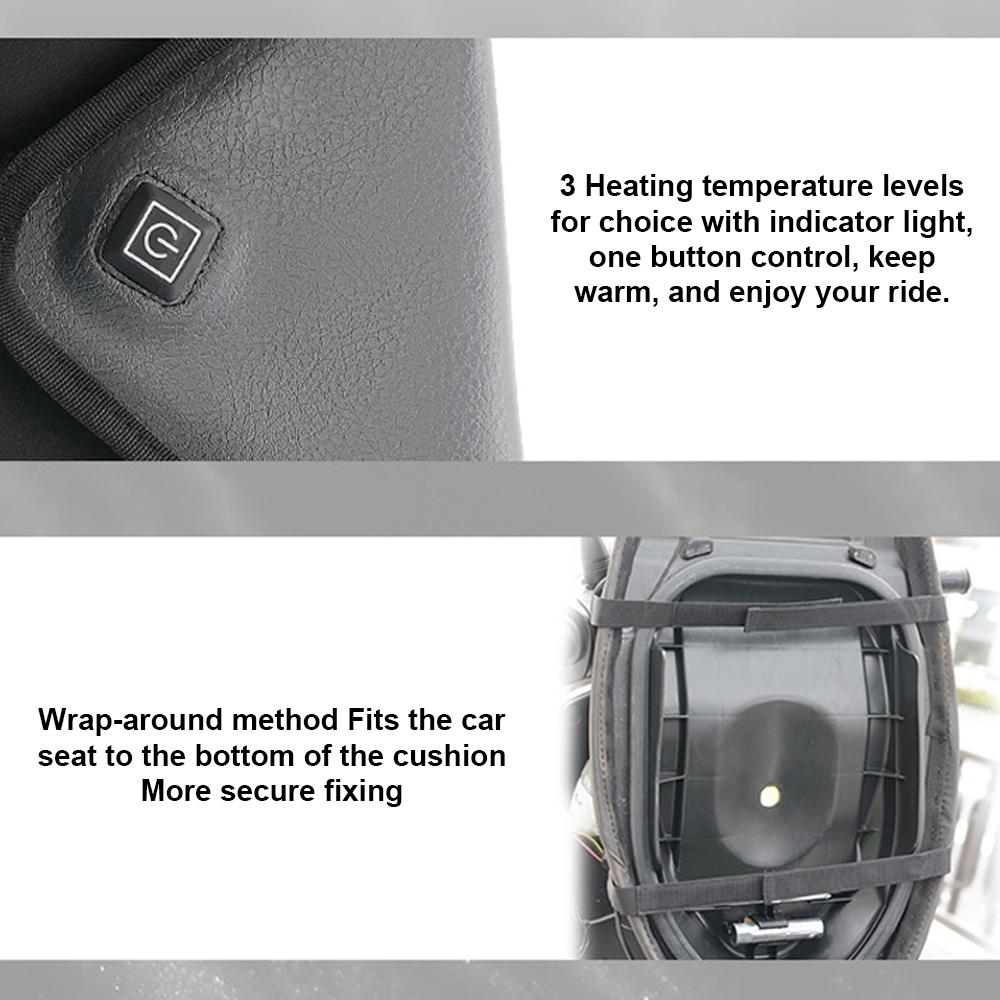 Motorcycle Heated Seat Cushion Electric Heated Seat Pad 3-Speed   Temperature Heating Seat Cover For Motorcycle Snowmobile