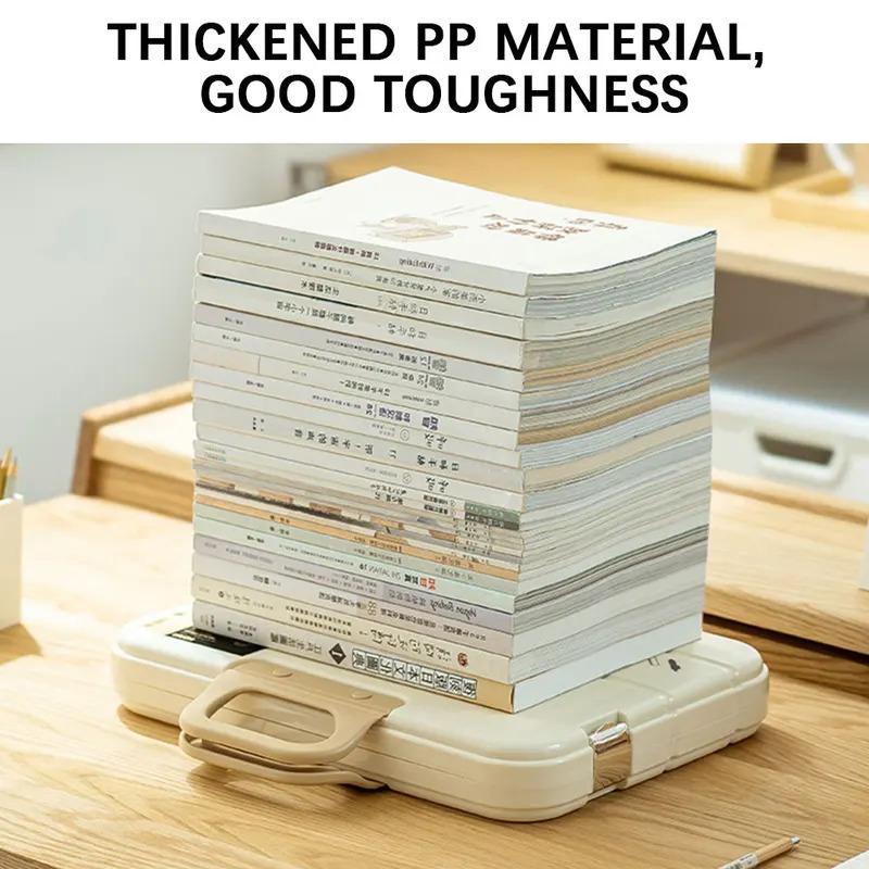 A4 Plastic File Folder With Lock Handle Portable Box File Waterproof Filing Supplies Pencil Case Multi-Purpose Document Bag