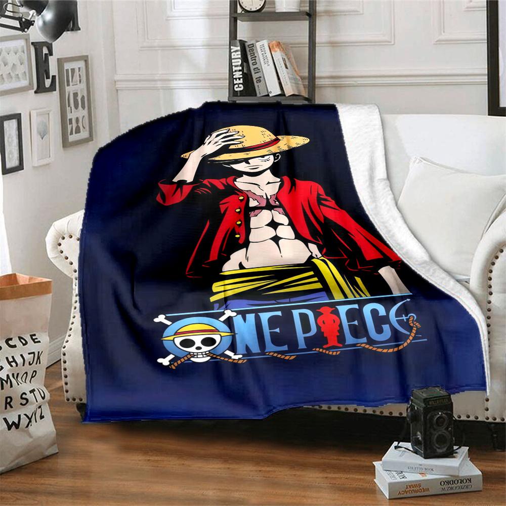 1PC One Piece Monkey D Luffy Patterned Flannel Blanket Suitable For All Seasons For Home Decor Warmth And Comfort Gifts Holiday Present