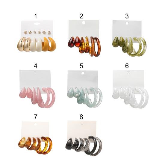 1 Set Hoop Earrings C Shape Simple Acrylic Geometry Dangle Earrings