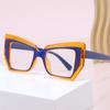 New Women Cat Eye Flat Mirror Polygonal Fashionable and Trendy Colored Glasses Anti Blue Light Decorative Eyeglass Frame