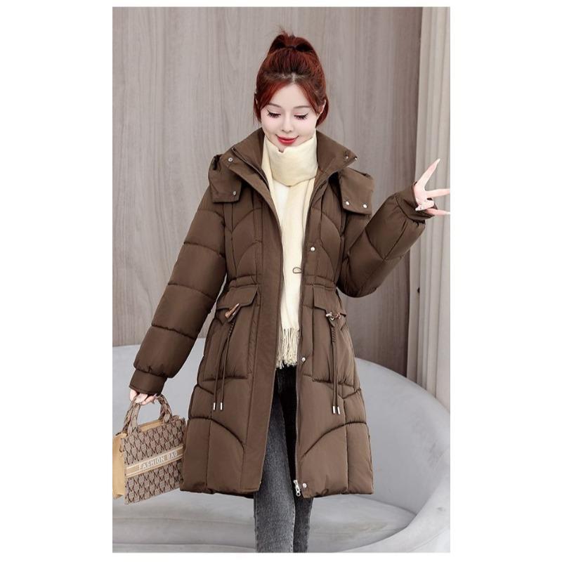 Winter Fashion Women Down Cotton Coat Slim Fit Thickened Long Padded Jacket Warm Outwear