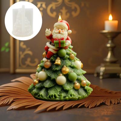 Santa Claus Candles Lying On the Christmas Tree Silicone Mold Christmas Gift Box Christmas Tree Climbing Santa Claus Resin Molds