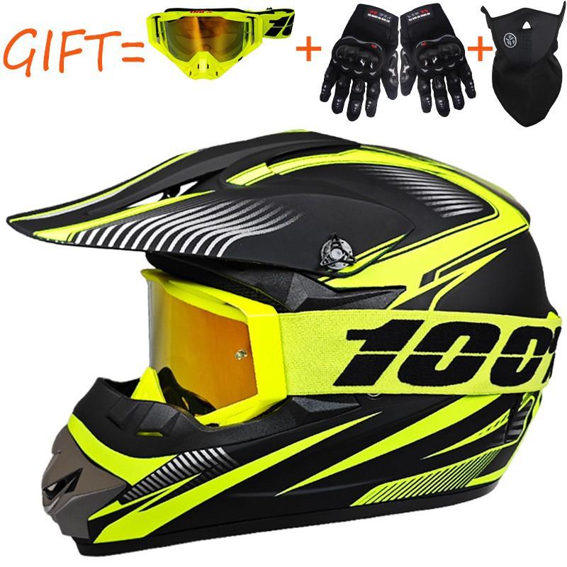 Equipped With 100% Goggles + Gloves Mask Off-road Helmet Mountain Biking Downhill Youth Go-kart