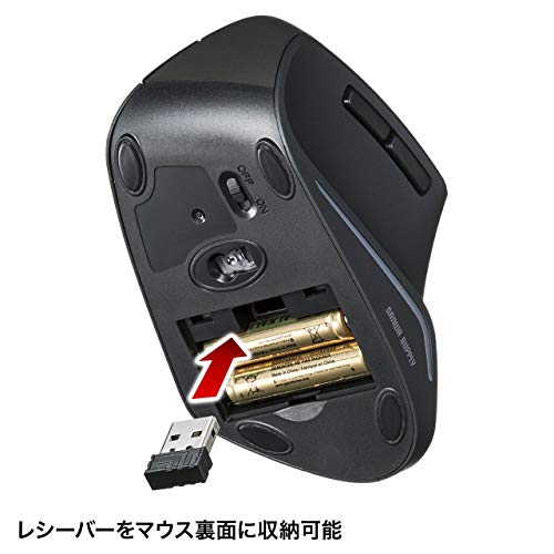 SANWA SUPPLY Mouse Ergonômico, Silencioso, Sem Fio, 2.4GHz, Prevenção de Tendinite, LED Azul, 5 Botões, Grande, MA-ERGW10N