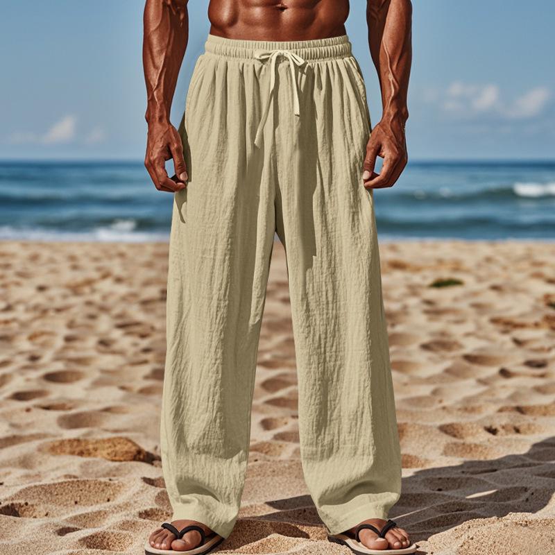 Men's Summer Breathable Cotton and Linen Straight-Leg Pants - Loose Casual Sportswear