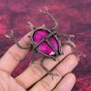 Faceted Kashmir Ruby Pendant Copper Wire Wrapped Jewelry Beetle Gemstone Pendant