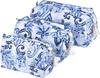 Handmade Cotton Travel Toiletry Bags Set of 3 Indian Block Print Cosmetic Organizer Blue Quilted Floral Makeup Pouches Women Vanity Suitcase Storage