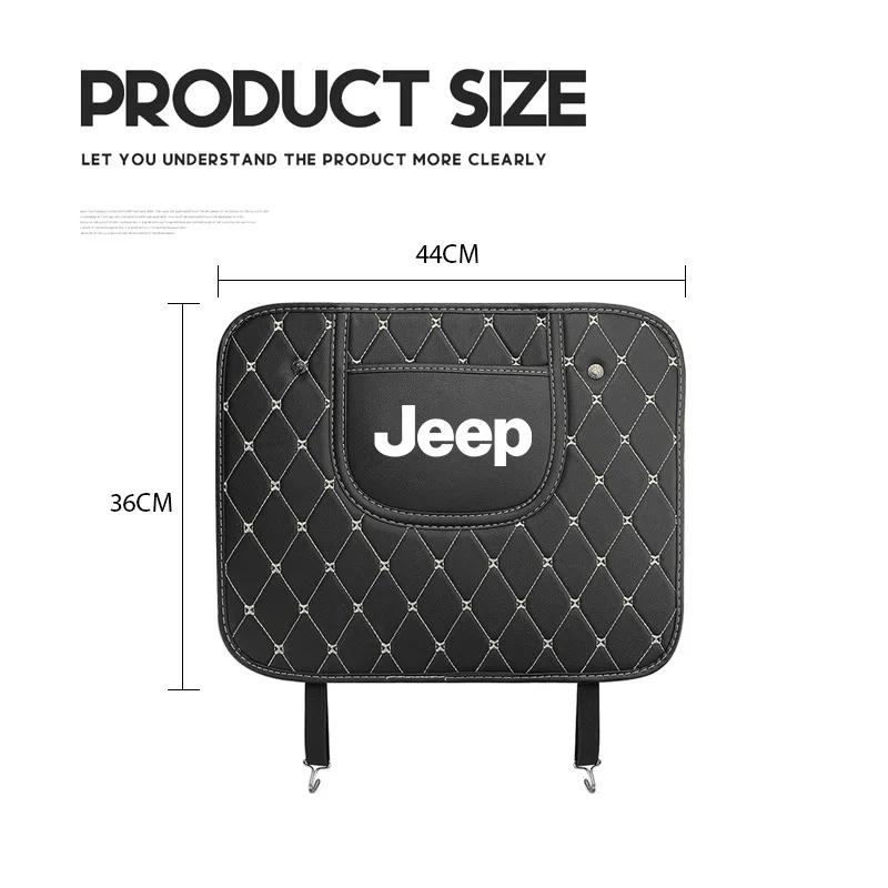 For Jeep Car Leather Seatback Protective Cover Seat Anti-Kick Pad For Jeep Grand Cherokee Wrangler JK Gladiator Compass Reneg