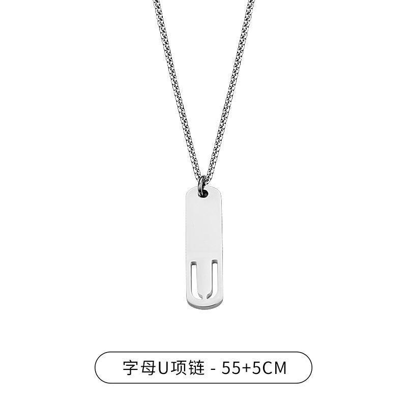 HNSP 316L Stainless Steel Initial Pendant Chain Necklace For Men Letter Tags  Accessories