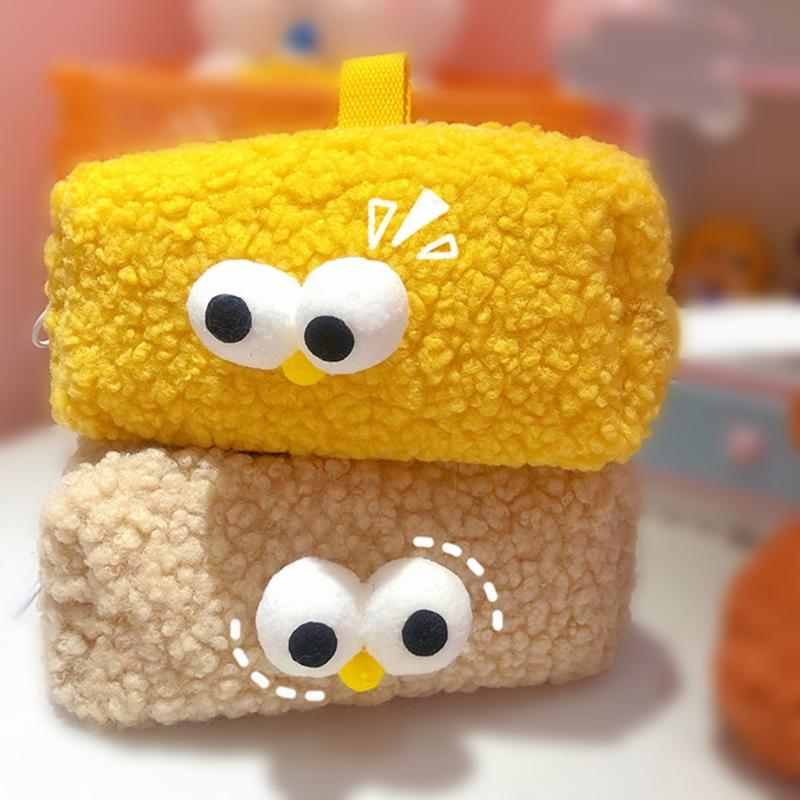 Portable Zipper Pencil for Case Multifunctional Cute Pen Pouch Fuzzy Plush Storage Bag for Travel Stationerys Small Craf