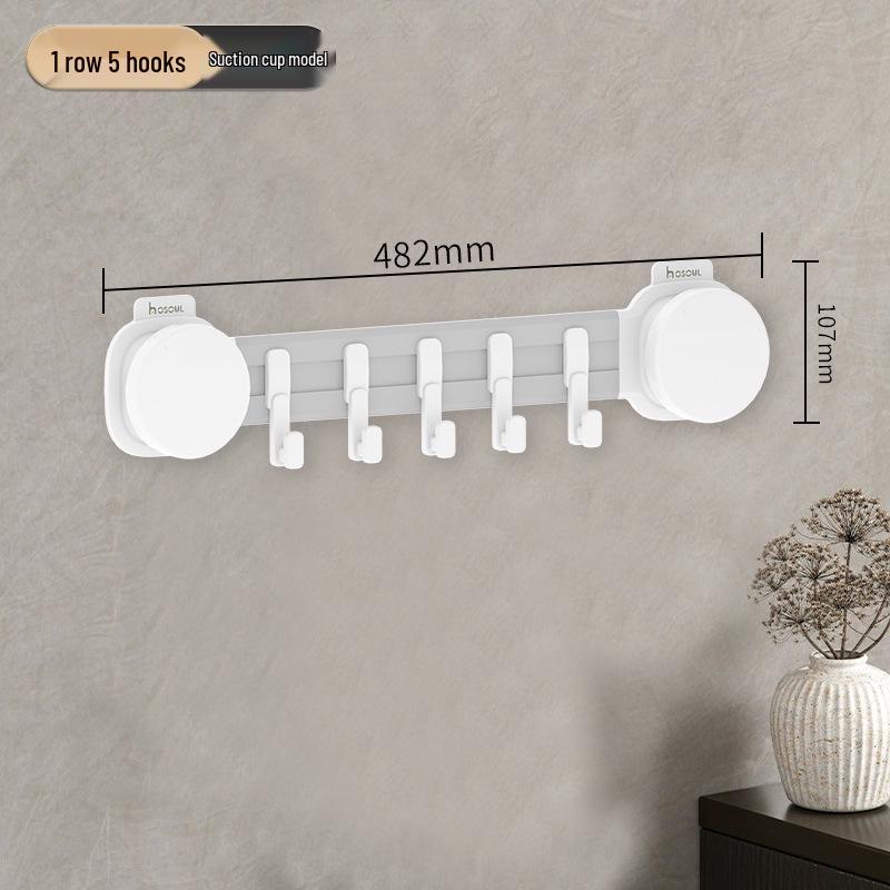 Strong Suction Mop Holder: No-Drill, Traceless, Wall Mount Clip for Kitchen or Bathroom with Widened, Movable, Load-Bearing Hook.