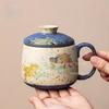 290ml Ceramic Covered Mug Chinese Style Large Capacity Tea Cup Filter Tea Cup Household Tea Cup Kung Fu Drinking Utensils